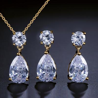 China Vintage Fashion and Elegant Ladies Jewelry Set Wedding Party Jewelry Accessories Zircon Earring and Necklaces for sale