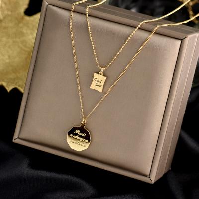 China Vintage factory direct brand double-layer necklace good luck small square lucky clavicle chain for sale