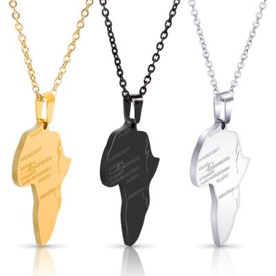 China 2021 Environmental Friendly Stainless Steel Africa Map Hip Hop Pendant Necklace for sale