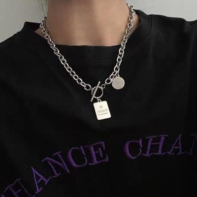 China TRENDY hip-hop stainless steel necklace monogram men and women clavicle chain jewelry for sale