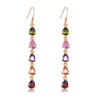 China Vintage Women's Big Brand All-match Jewelry Crystal Earrings Diamond Earrings Colorful Zircon Stud Earrings for sale