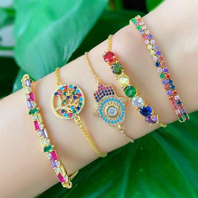 China Hot Selling Creative Vintage Zircon Gold Plated Inlaid Tree Of Life Bracelet Jewelry For Women for sale