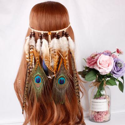 China New Peacock Feather Environmental Friendly Bohemian Headband for sale