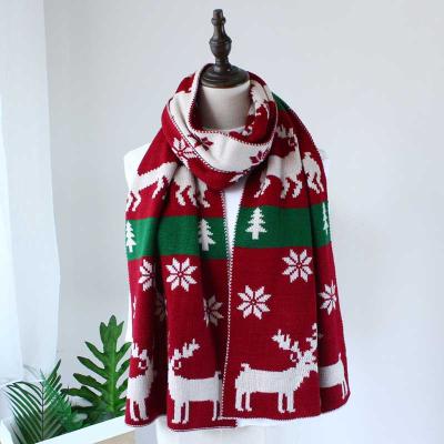 China Christmas Scarf Gifts Environmental Friendly Scarves Printing Cute Animals Fashionable Multicolor Kids Knitted Scarf for sale