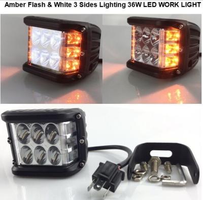 China Amber flash & white 3 sides lighting 36W work light ,4x4 head light lighting three sides for sale