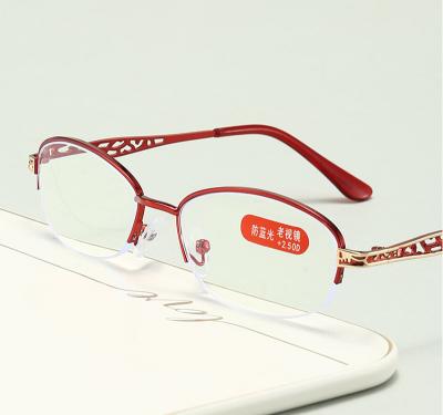 China Half Fashion Slim Women Anti Metal Reading Glass Blue Light Readers For Ladies for sale