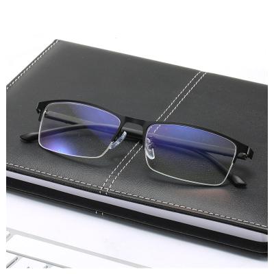 China Half Thin Blue Stainless Steel Metal Reading Glass Light Anti Blocking Readers for sale