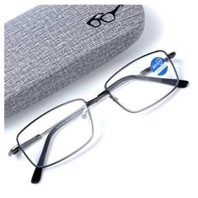 China Anti Memory Metal Thin Glass Frame Full Light Blue Women Men Readers for sale