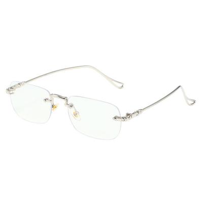 China Thin Blue Lightweight Anti Reading Glasses Computer Rimless Glasses for sale