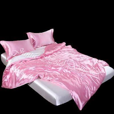 China Juntu Double Color Anti-Static Silk Bedding Set Mulberry Silk 4pcs Set for sale