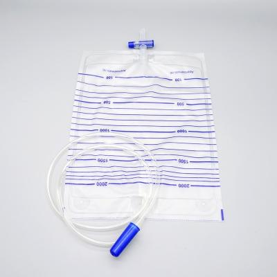 China High Quality PVC Urine Collection Bag Disposable PVC T-intersection Valve 2000ml Adult Urine Bag for sale