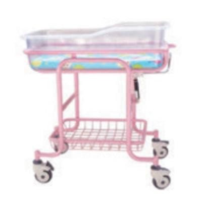 China Hospital Use Stainless Steel Baby Trolley Baby Trolley Portable Bed Patient Crib Luxury Wheel Baby Cradle for sale