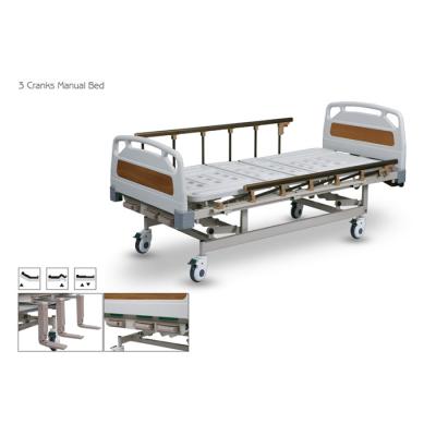 China High Quality Hospital Room Patient Bed 3 Cranks Manual Patient Bed With Three Functions for sale