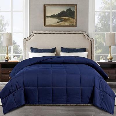 China Hypoallergenic hypoallergenic microfiber bed comforter navy blue down alternative king bed comforter set wholesale for sale