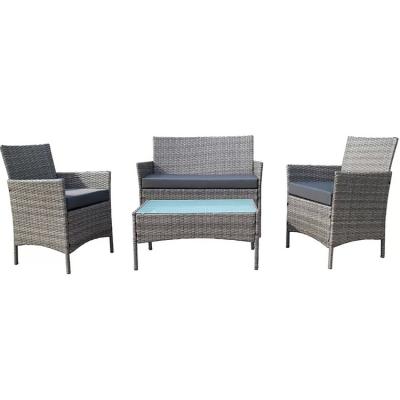 China Outdoor Garden Sofa Furniture Rattan Garden Set of 4 PCS Garden Furniture Set Cheap Modern Outdoor Poly Wicker Rattan for sale