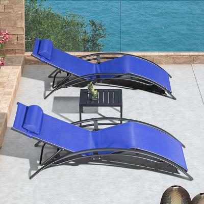 China 2022 Modern Hot Sale Outdoor Furniture Aluminum Metal Frame Folding Beach Convertible Lounge Chair for sale