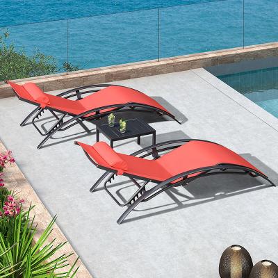 China Modern Aluminum Flange Garden Aluminum Sling Modern Patio Hotel Leisure Resort Patio Sun Bed Beach Chair Sun Sofa for sale