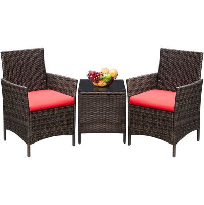 China Modern Outdoor Garden Furniture Sets Rattan Dining Chair Table 2Seater Wicker Patio Furniture 3Pcs Outdoor Garden Set for sale