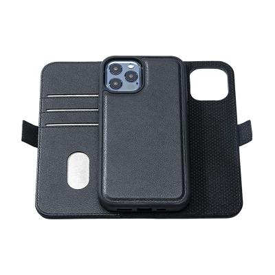 China Hugh Quality Pu Leather Flip Shockproof Wallet Removable Magnetic Case For Iphone 13 pro max for sale