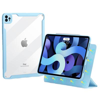 China ipad ready to ship 2 high quality clear acrylic magnetic in 1 detachable leather case for ipad air 4 10.9 for sale