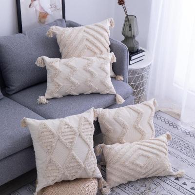 China Portable Decorative Solid Cotton Cushion Cover Sofa Throw Pillow Decorative Pillow for sale