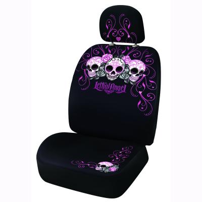 China Polyester Car Seat Cover Deadly Threat Authorized SUGAR SKULL Seat Cover 1 Front for sale