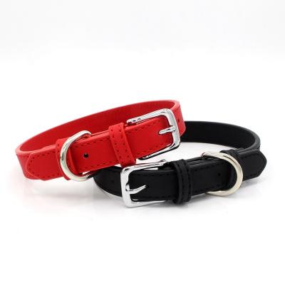 China Viable Luxury Pet Cat Collar Custom Colors Softly PU Leather Padded Waterproof Classic Vegan Genuine Leather Dog Collar for sale