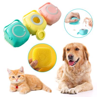 China New Viable Dog Stabilized Feeds Bathing Brush Filled With Shower Gel Type Cat Bath Brush for sale