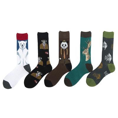 China Happyslides Antibacterial High Quality Men Socks Printed 100% Cotton, Custom Sublimation Printing Blank Socks, Men Printed Christmas Socks for sale