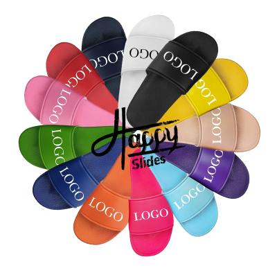 China Designer Sandals Custom Slides, Custom Logo Black Slides Sandal Men, Custom Printed Slippers Fashion Trend Happyslides Shoes for sale