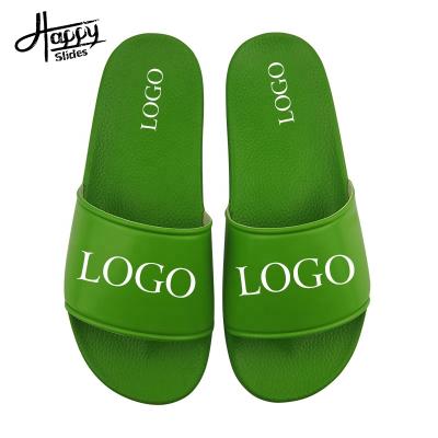 China New Style Anti-slippery Men's Happyslides Shoes Sandal Slide Custom, Custom Logo Cheap Wholesale Slippers Green Sandals for sale