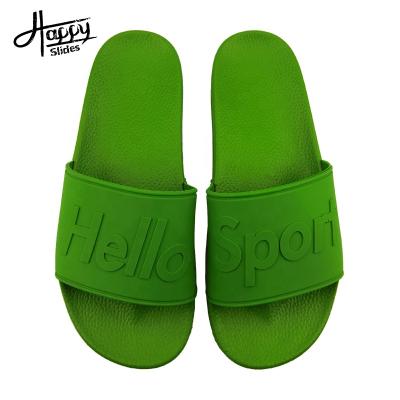 China Happyslides Anti-slippery Customize Sandals, New Fashion Men Rubber Slide Sandals Custom, Custom Men PVC Slides Comfortable Green Sandals for sale