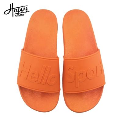 China Happyslides Summer Anti-slippery Slide Sandals Flat Custom, Fashionable Custom Slide Sandal PVC Rubber Orange Slipper for sale