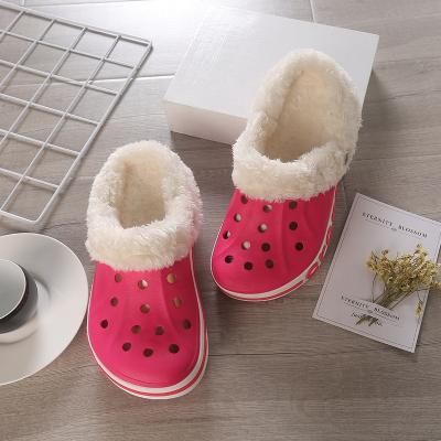 China Hellosport Winter Slipper Waterproof Fur Clogs Women Wholesale Bedroom Slippers Customized Cheap Home Indoor Winter Bedroom Slippers for sale