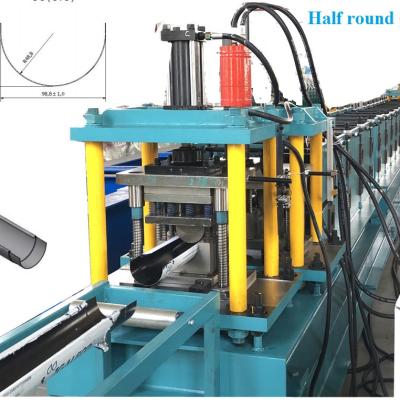 China Building Material Shops Full Automatic Half Round Gutter Roll Forming Machine To Supply Customized Gutter Making Machine for sale