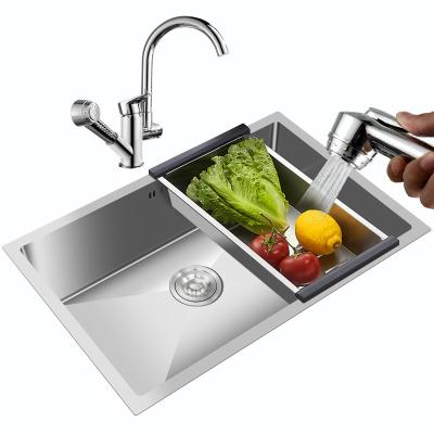 China Stainless Steel Commercial Handmade Sink HSB7045 Square Undermount Single Bowl Modern Design Without Bowl Kitchen Sink for sale