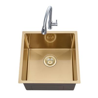 China HSB4444 Design HSB4444 Faucet Gold Stainless Steel Gold Single Bowl Commercial Sink Single Bowl Without Bowl Kitchen Sink for sale