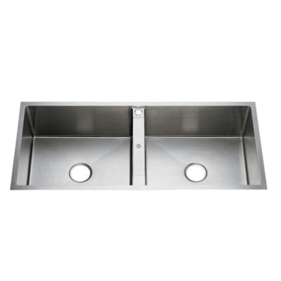 China Without Faucet Most Sold In China DB11550 Modern Design Square Stainless Steel Double Bowl Commercial Handmade Kitchen Sink for sale