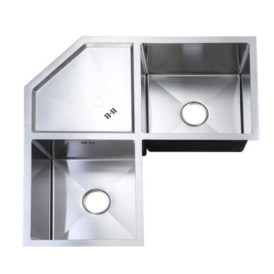 China Without Faucet OEM Single Sink HDB8383 Stainless Steel Undermount Double Sink Allotypic Handmade Silver Kitchen Sink for sale