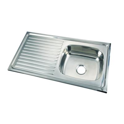 China Without Faucet Factory 201 Stainless Steel Wholesale Rectangular Single Bowl Kitchen Sink With Drain Panel for sale