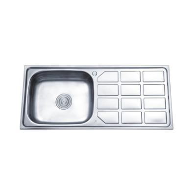 China Without Faucet 9643 Family Kitchen Double Bowl Good Quality With Drainer With Drain Panel Stainless Steel Kitchen Sink for sale