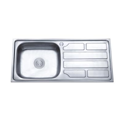 China Without Faucet 9643 Wholesale High Quality Single Bowl Stainless Steel Rectangular Kitchen Sink With Drain Panel for sale