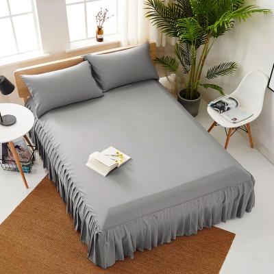 China OEM ODM Nondisposable High Quality Hot Quilted Solid Quilted Solid Quilted Maiden Pleats Cotton Bedding Sheet for sale