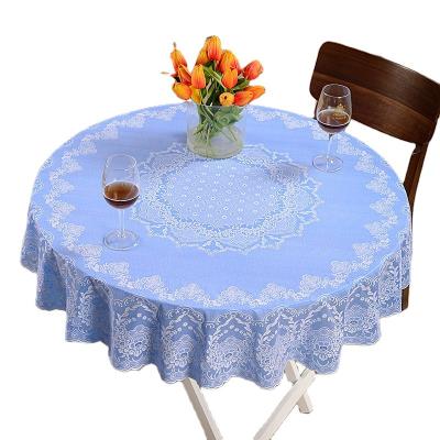 China OEM ODM waterproof custom Europe round polyester PVC lace gold stamping tea home dining table cloth for sale