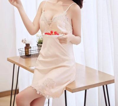 China Custom Two-Piece Slip-Dry Lace Embroidery OEM/ODM Silk Satin Sleepwear Robe QUICK DRY Set for sale