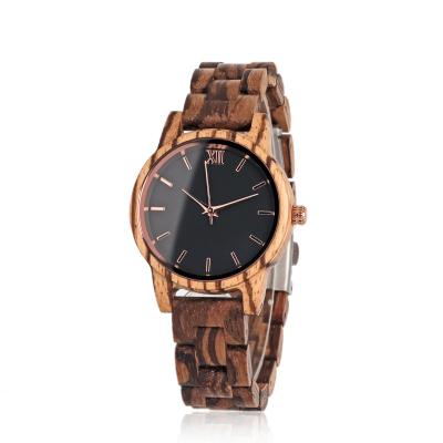 China Luxury fashion women watch wood rose gold metal with japan movement 2035 wristwatch for ladies for sale