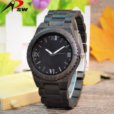 China Eco-Friendly Black Wood Wristwatch Wooden Band Watch Quartz Clock Daily Waterproof Watches Men for sale