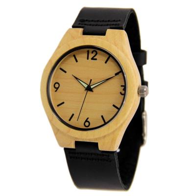 China Wooden Watches for Men Women Minimalist Quartz Wristwatch with Leather Strap Personalized for sale