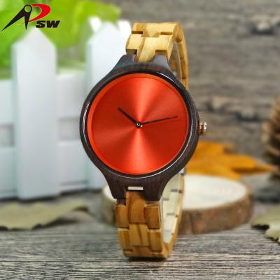 China Black Sandal And Zebrano Wooden Band Watch Combined Fashion Women Best Gift Wood Watch Designer Wrist Watch for sale