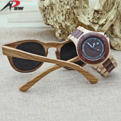 China OEM Fashion Design 2-Tone Wooden Band Watch Luminous Hands Customized Wood Watch For Men for sale